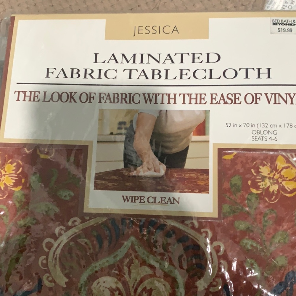Laminated Fabric Tablecloth in package.